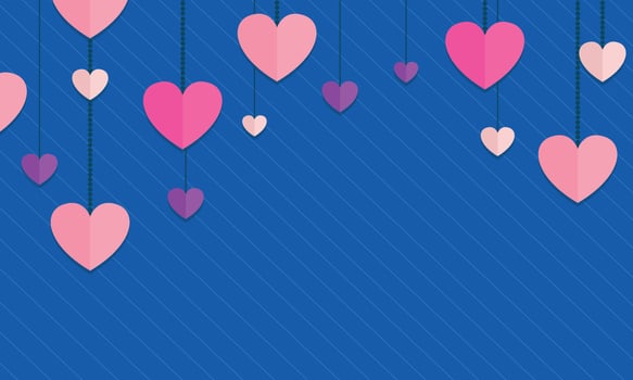 Pink romantic heart in blue background vector