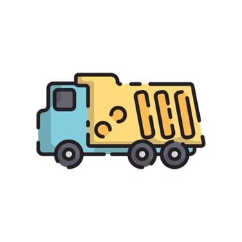 Cute Garbage Car Flat Design Cartoon for Shirt, Poster, Gift Card, Cover, Logo, Sticker and Icon. vector