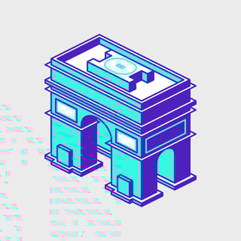 Arc de triomphe isometric vector icon illustration