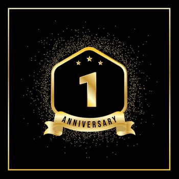 1 Years Anniversary Vector Tempalate for Greeting Card, Poster, Banner, or Print. VEctor Eps10