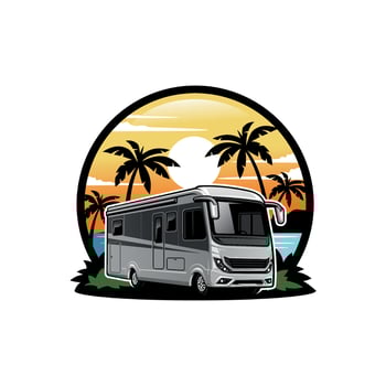 camper van and motor home illustration logo vector