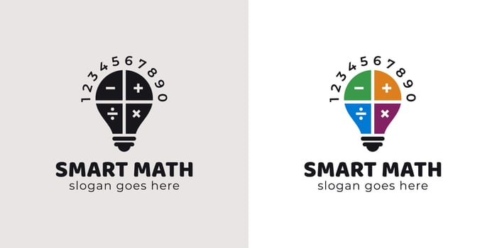 smart math or mathematics logo with Light Bulb Pi Numeric vector icon template