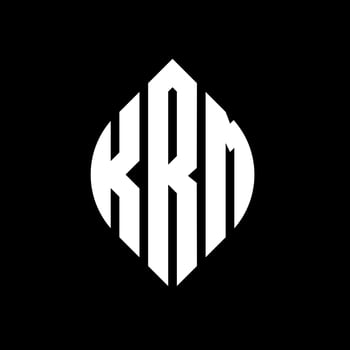 KRM circle letter logo design with circle and ellipse shape. KRM ellipse letters with typographic style. The three initials form a circle logo. KRM Circle Emblem Abstract Monogram Letter Mark Vector. vector