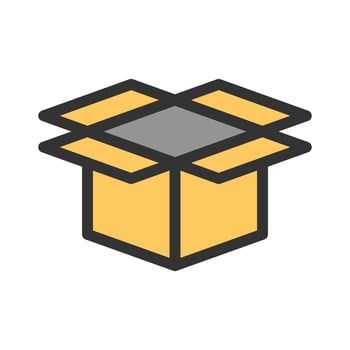 Open Box Filled Line Icon vector