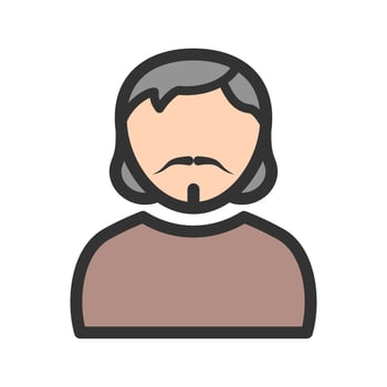 Man in Goatee Filled Line Icon vector