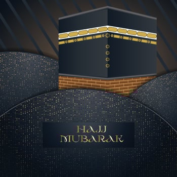 Hajj Mubarak greeting, Eid Al Adha vector illustration