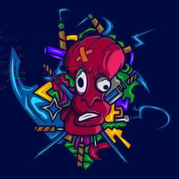 Doodle graffiti art potrait logo colorful design with dark background. Abstract vector illustration. Isolated black background for t-shirt, poster, clothing, merch, apparel, badge design.