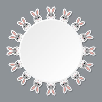 Rabbit with round frame for banner, poster, and greeting card vector