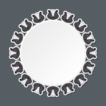 Skunk with round frame for banner, poster, and greeting card vector