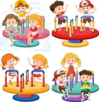 Children roundabout playground cartoon vector