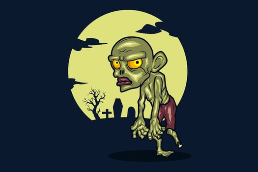 Zombie undead art logo. Colorful design with dark background. Abstract vector illustration. Isolated with navy background for t-shirt, poster, clothing, merch, apparel.