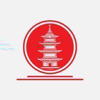 Japanese pagoda vector silhouette line pop art potrait logo colorful design. Abstract vector illustration. Isolated black background for t-shirt, poster, clothing.