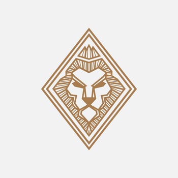 Lion head minimalist logo. Simple animal vector design.