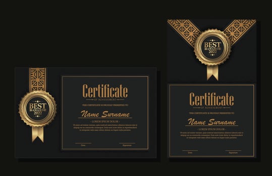 Achievement certificate best award diploma vector