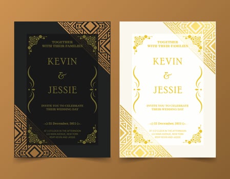 Elegant wedding invitation with pattern motif vector