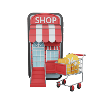 3d rendering shopping online on smartphone isolated useful for ecommerce or business online design png
