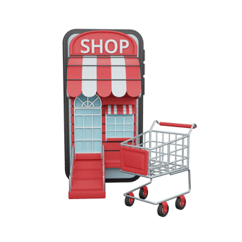 3d rendering shopping online on smartphone isolated useful for ecommerce or business online design png