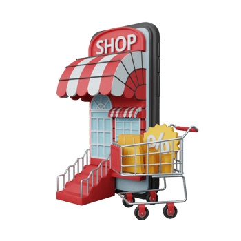 3d rendering shopping online on smartphone isolated useful for ecommerce or business online design png