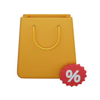3d rendering shopping bag with discount isolated useful for ecommerce or business online design png