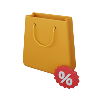 3d rendering shopping bag with discount isolated useful for ecommerce or business online design png