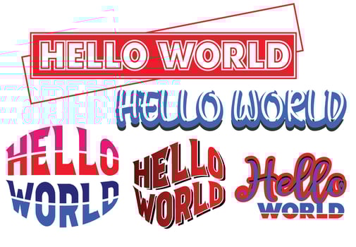 Hello world t shirts, logo and sticker design template vector