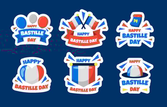 Bastille Day Festivity Sticker Collection vector