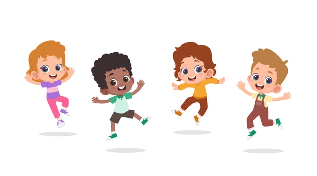 Group of happy children jumping vector