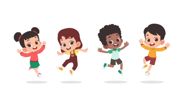 Group of happy children jumping vector