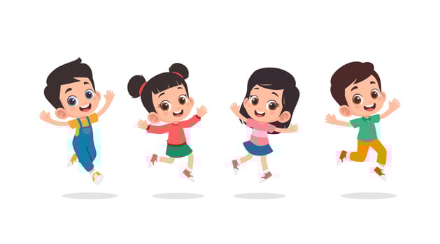 Group of happy children jumping vector