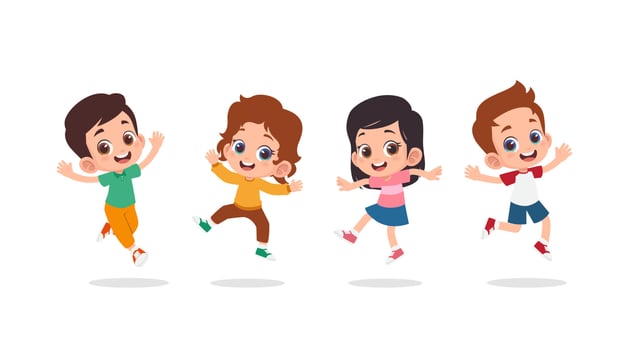 Group of happy children jumping vector