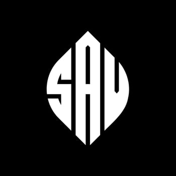 SAV circle letter logo design with circle and ellipse shape. SAV ellipse letters with typographic style. The three initials form a circle logo. SAV Circle Emblem Abstract Monogram Letter Mark Vector. vector