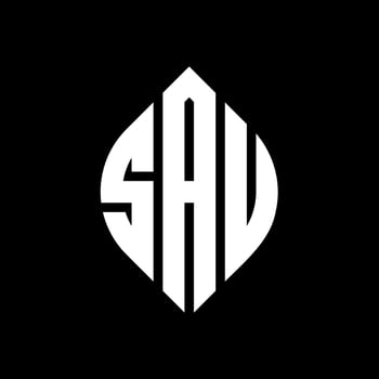 SAU circle letter logo design with circle and ellipse shape. SAU ellipse letters with typographic style. The three initials form a circle logo. SAU Circle Emblem Abstract Monogram Letter Mark Vector. vector