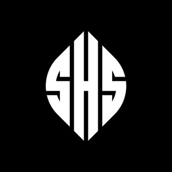 SHS circle letter logo design with circle and ellipse shape. SHS ellipse letters with typographic style. The three initials form a circle logo. SHS Circle Emblem Abstract Monogram Letter Mark Vector. vector