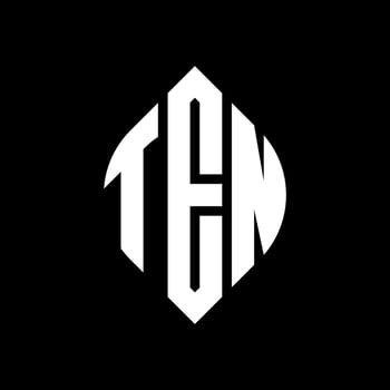 TEN circle letter logo design with circle and ellipse shape. TEN ellipse letters with typographic style. The three initials form a circle logo. TEN Circle Emblem Abstract Monogram Letter Mark Vector. vector