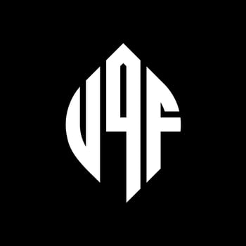 UQF circle letter logo design with circle and ellipse shape. UQF ellipse letters with typographic style. The three initials form a circle logo. UQF Circle Emblem Abstract Monogram Letter Mark Vector. vector