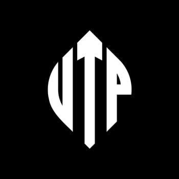 UTP circle letter logo design with circle and ellipse shape. UTP ellipse letters with typographic style. The three initials form a circle logo. UTP Circle Emblem Abstract Monogram Letter Mark Vector. vector