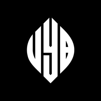 UYB circle letter logo design with circle and ellipse shape. UYB ellipse letters with typographic style. The three initials form a circle logo. UYB Circle Emblem Abstract Monogram Letter Mark Vector. vector