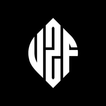 UZF circle letter logo design with circle and ellipse shape. UZF ellipse letters with typographic style. The three initials form a circle logo. UZF Circle Emblem Abstract Monogram Letter Mark Vector. vector