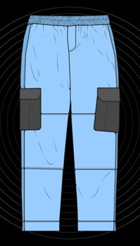 Men Cargo Pants Vector, Men Cargo Pants in a color block style, vector Illustration.