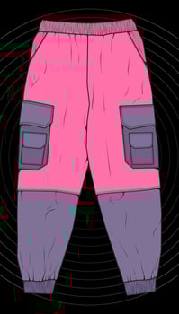 Men Cargo Pants Vector, Men Cargo Pants in a color block style, vector Illustration.