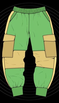 Men Cargo Pants Vector, Men Cargo Pants in a color block style, vector Illustration.