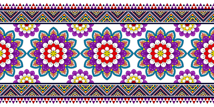 Ikat abstract geometric mandala ethnic seamless pattern design. Aztec fabric carpet mandala ornaments textile decorations wallpaper. Tribal boho native mandalas turkey traditional embroidery vector
