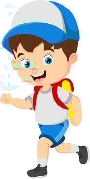 Cartoon little school boy running vector