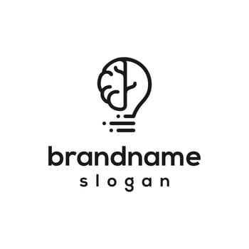 Vector graphic of brain combined with bulb logo design template