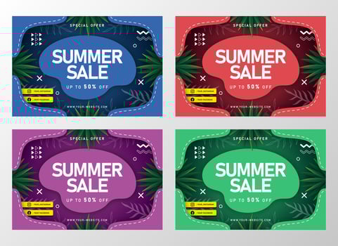 Summer Sale banner with tropical leaves vector