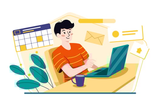 Blogger doing content management vector