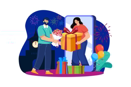 Happy new year Illustration concept. Flat illustration isolated on white background vector