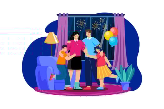 Happy new year Illustration concept. Flat illustration isolated on white background vector