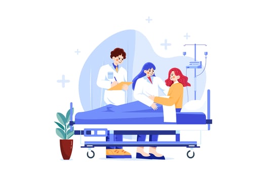 Doctor verifying patient medical report vector