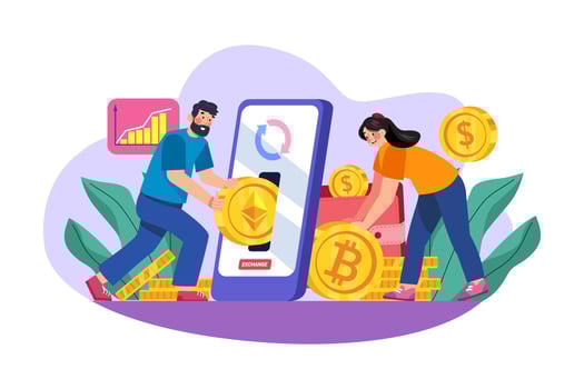 NFT exchange Illustration concept vector